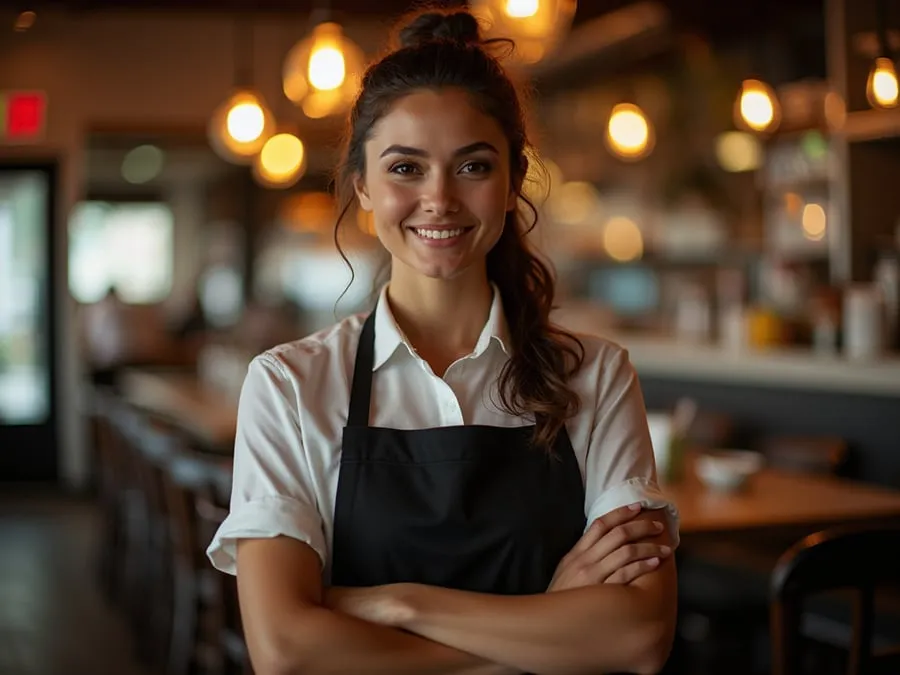 Restaurant team member in professional workplace moment demonstrating restaurant.
