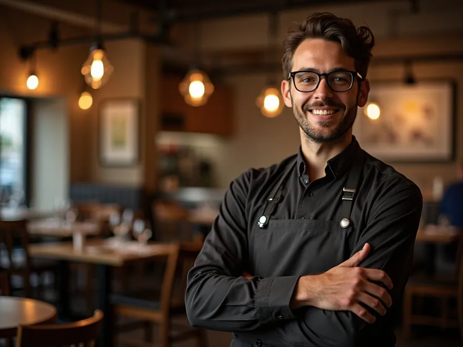 Restaurant team member in professional workplace moment demonstrating restaurant.