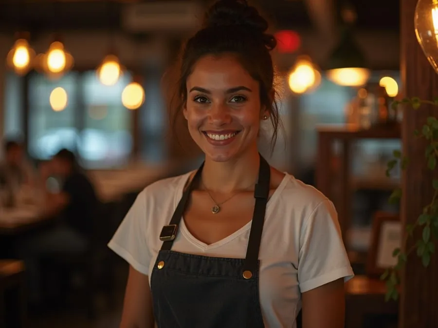 Restaurant team member in professional workplace moment demonstrating restaurant.