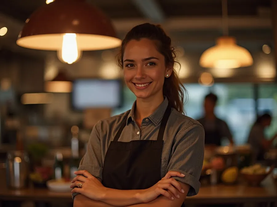 Restaurant team member in professional workplace moment demonstrating restaurant.