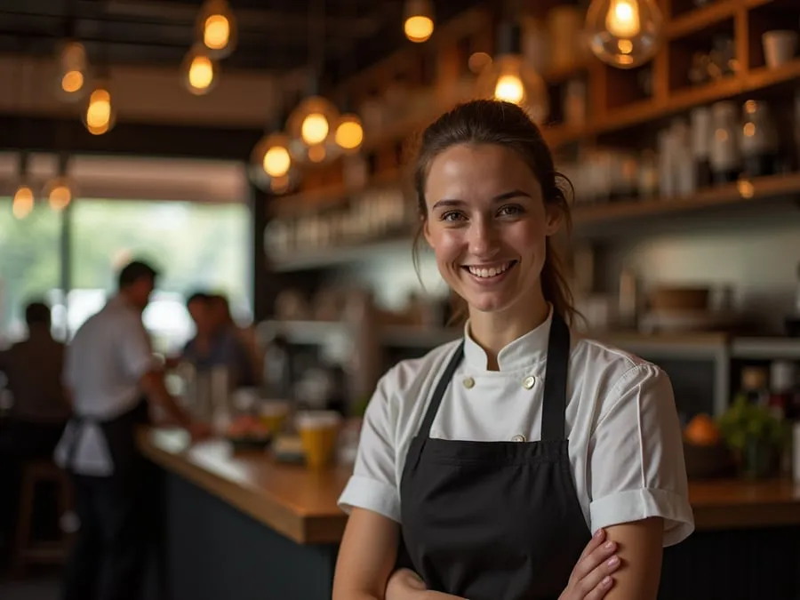 Restaurant team member in professional workplace moment demonstrating restaurant.
