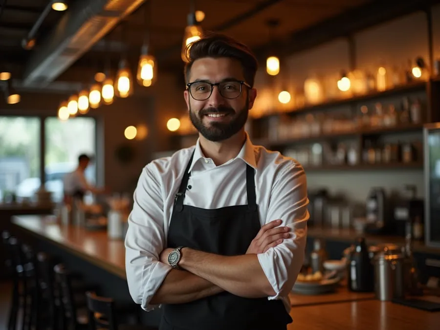 Restaurant team member in professional workplace moment demonstrating restaurant.