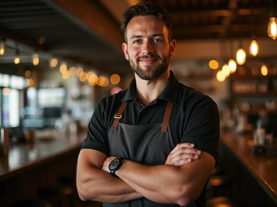 Restaurant team member in professional workplace moment demonstrating restaurant.