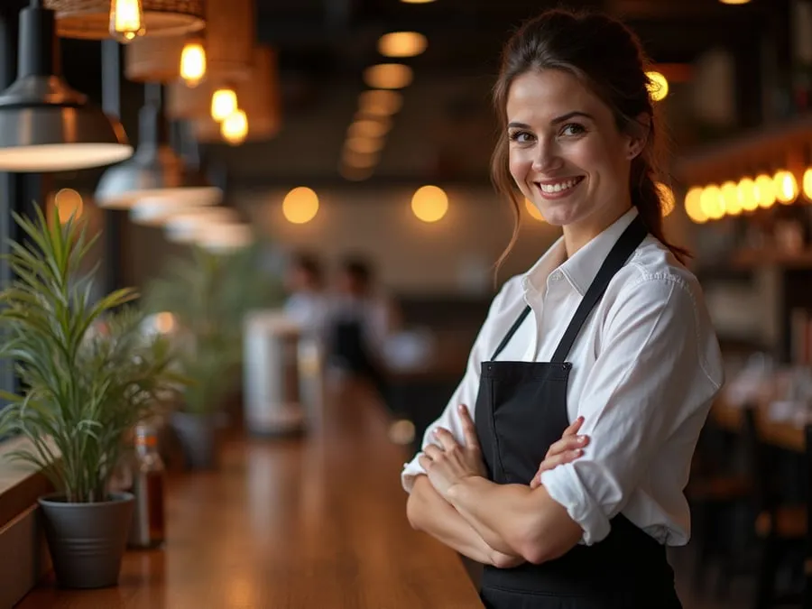 Restaurant team member in professional workplace moment demonstrating restaurant.