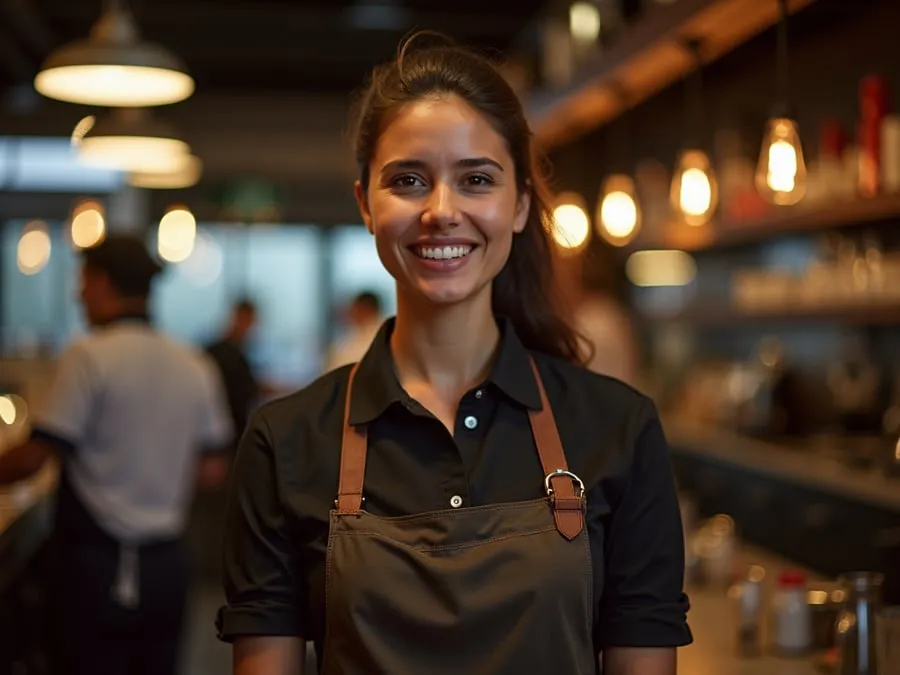 Restaurant team member in professional workplace moment demonstrating restaurant.