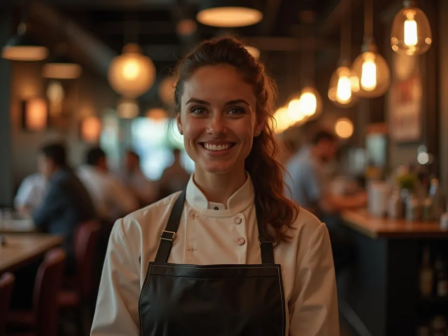 Restaurant team member in professional workplace moment demonstrating restaurant.