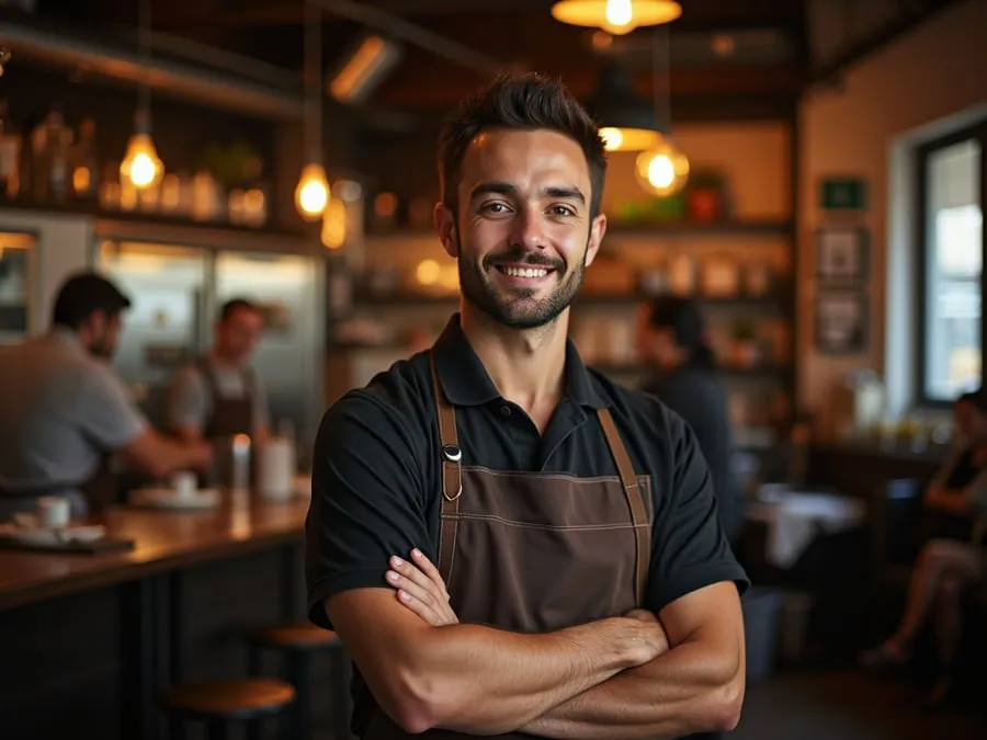Restaurant team member in professional workplace moment demonstrating restaurant.