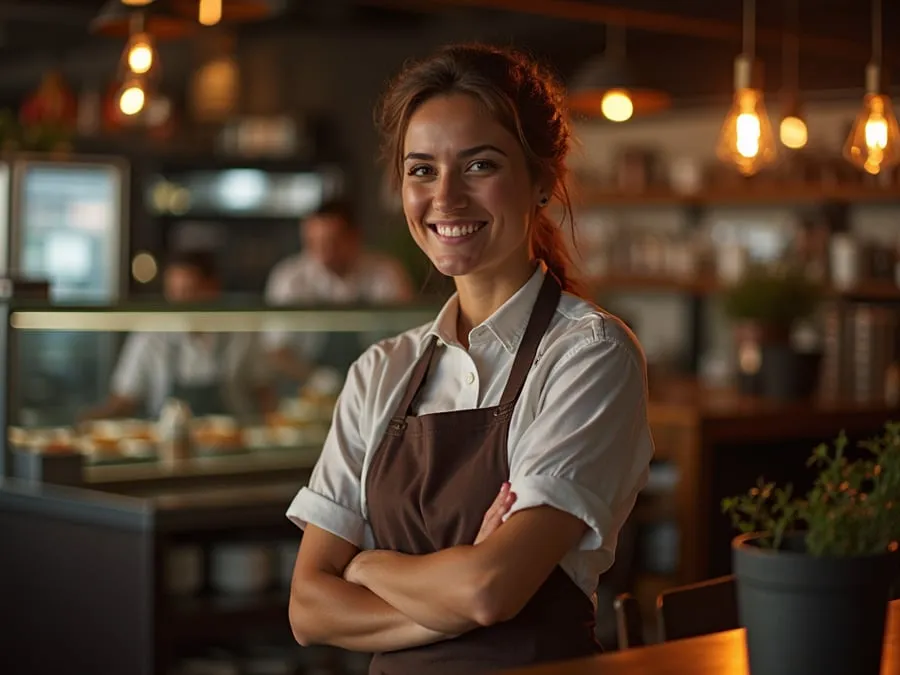Restaurant team member in professional workplace moment demonstrating restaurant.