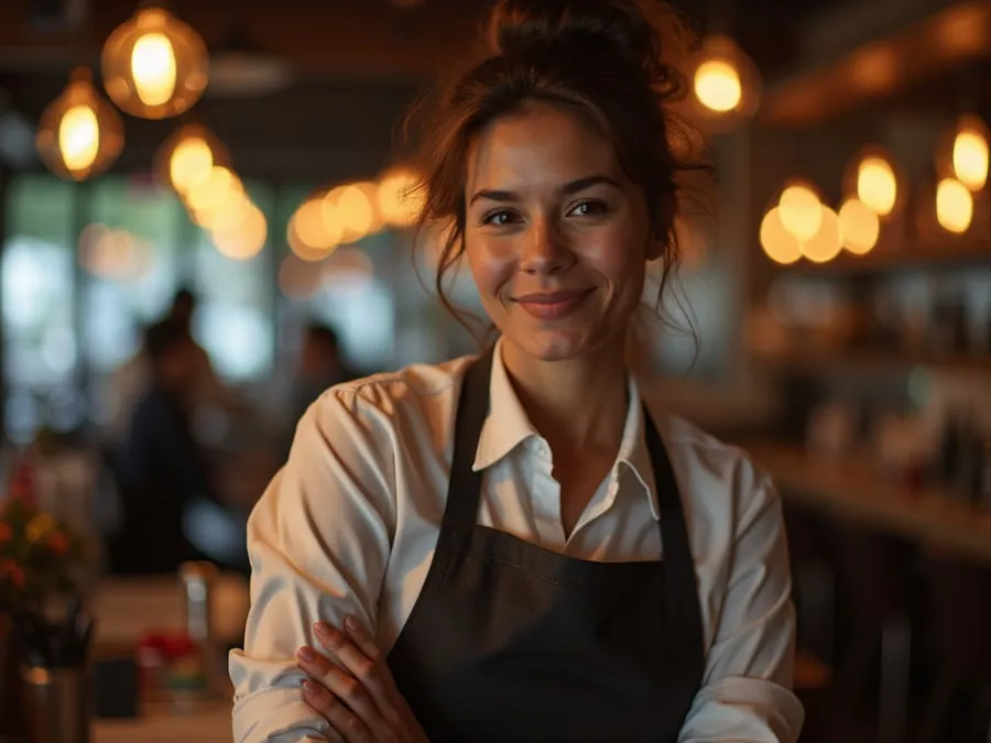 Restaurant team member in professional workplace moment demonstrating restaurant.
