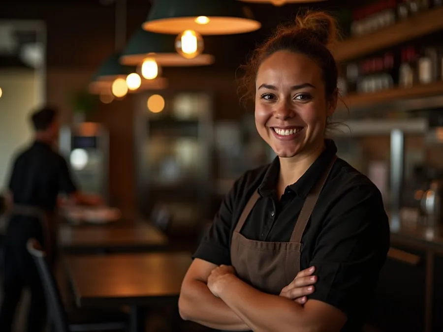 Restaurant team member in professional workplace moment demonstrating restaurant.