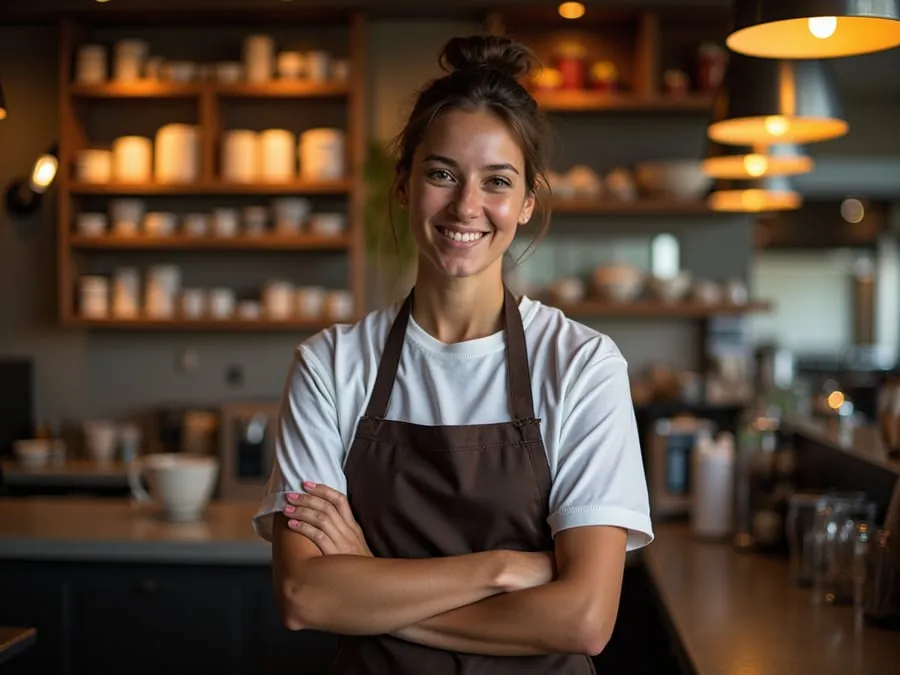 Restaurant team member in professional workplace moment demonstrating restaurant.