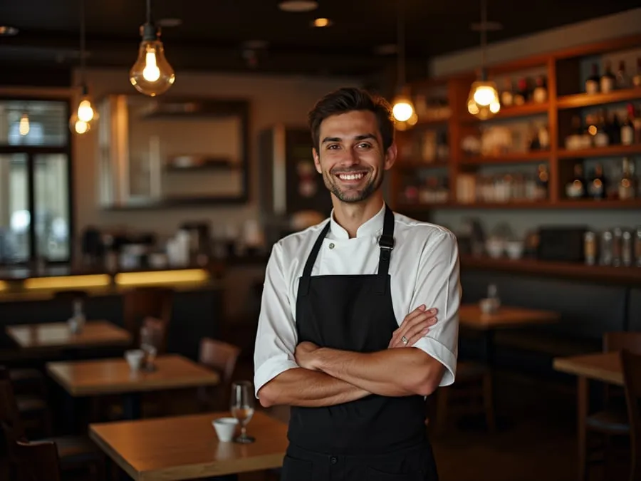 Restaurant team member in professional workplace moment demonstrating restaurant.