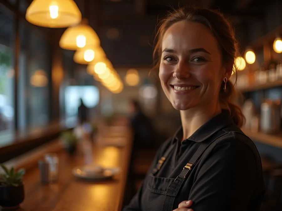 Restaurant team member in professional workplace moment demonstrating restaurant.