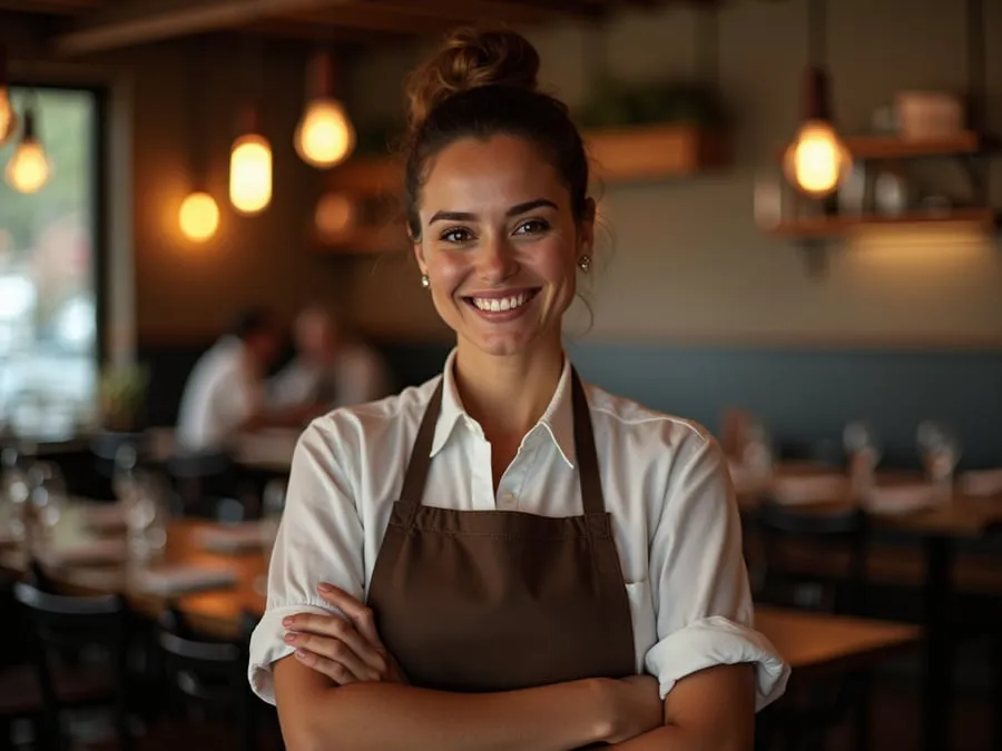 Restaurant team member in professional workplace moment demonstrating restaurant.
