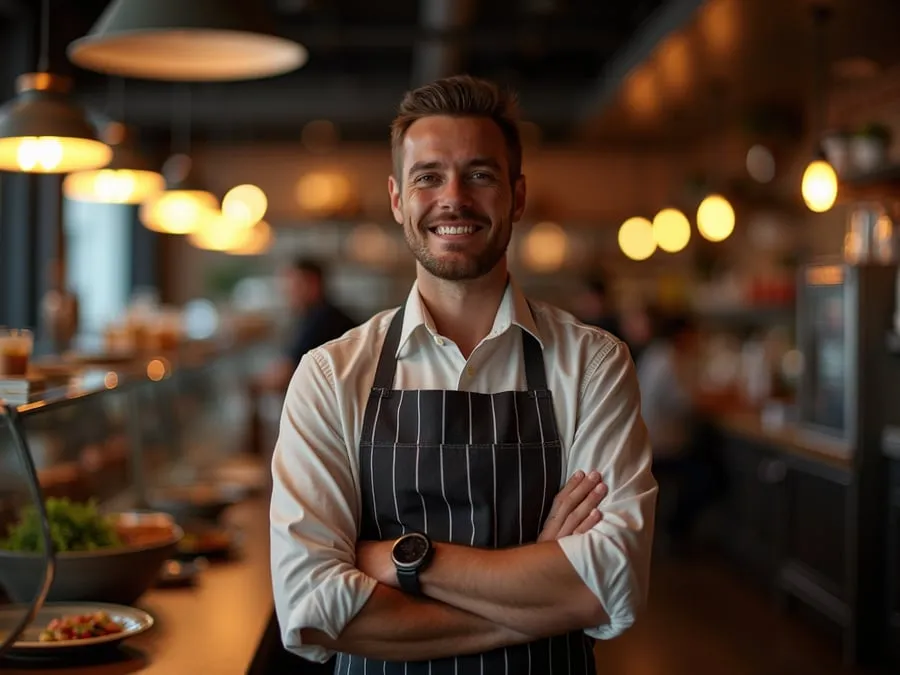 Restaurant team member in professional workplace moment demonstrating restaurant.