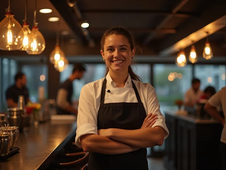 Restaurant team member in professional workplace moment demonstrating restaurant.