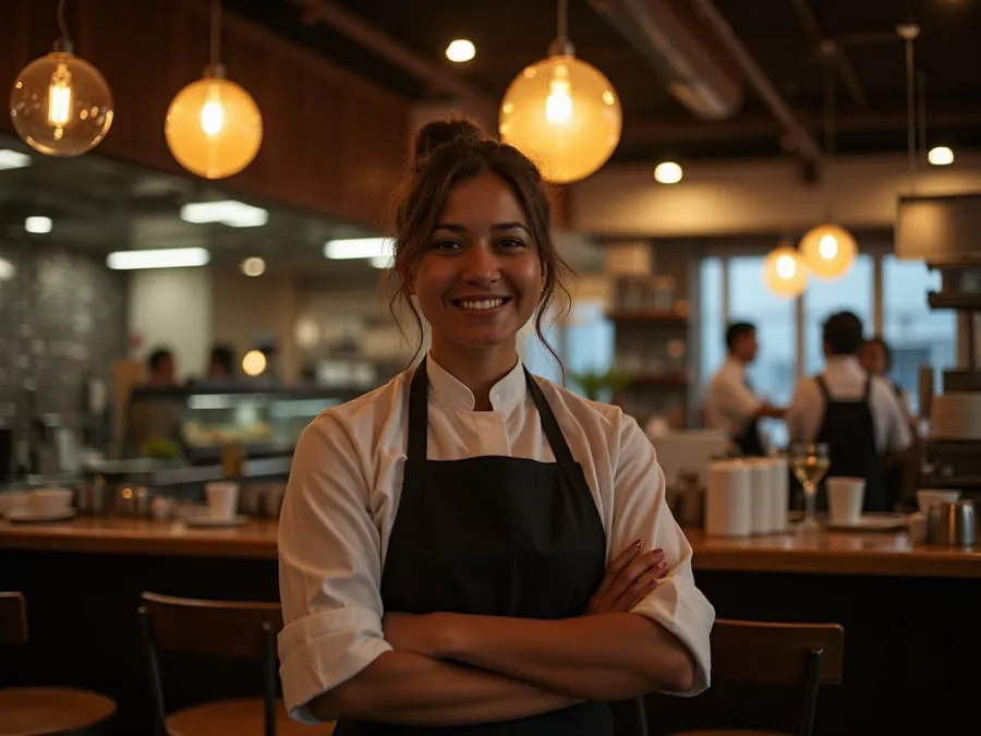Restaurant team member in professional workplace moment demonstrating restaurant.