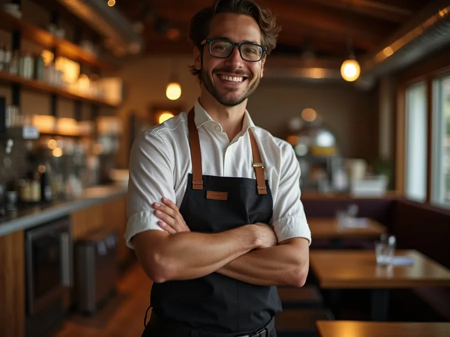 Restaurant team member in professional workplace moment demonstrating restaurant.