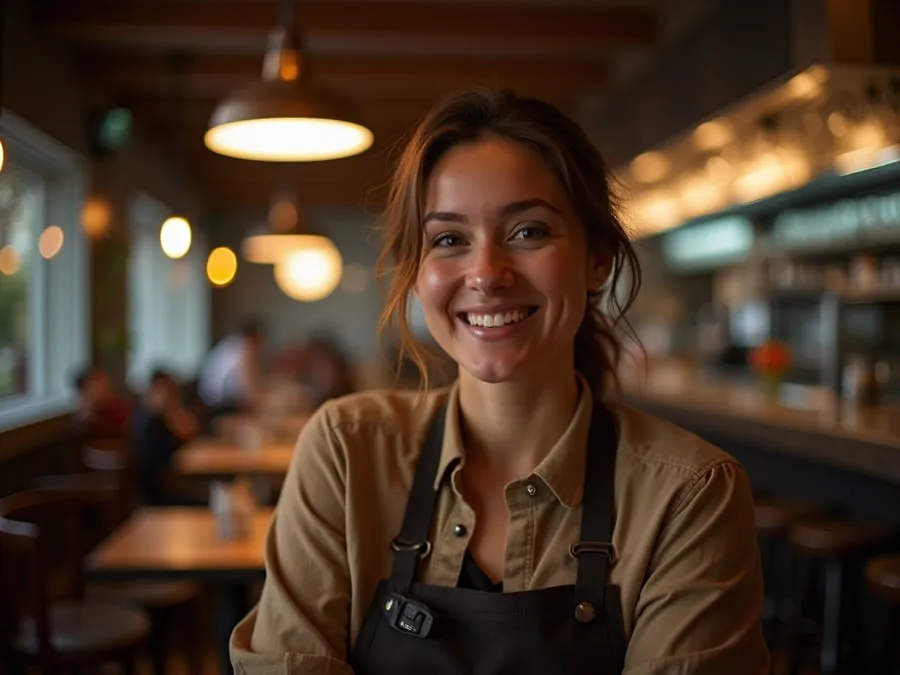 Restaurant team member in professional workplace moment demonstrating restaurant.