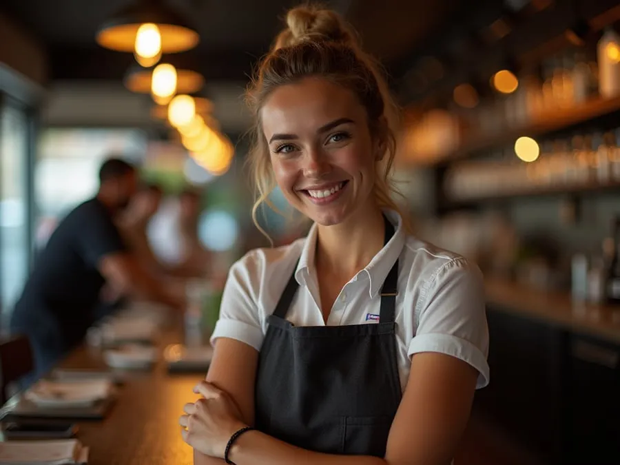 Restaurant team member in professional workplace moment demonstrating restaurant.