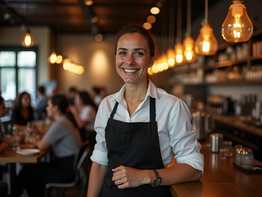 Restaurant team member in professional workplace moment demonstrating restaurant.