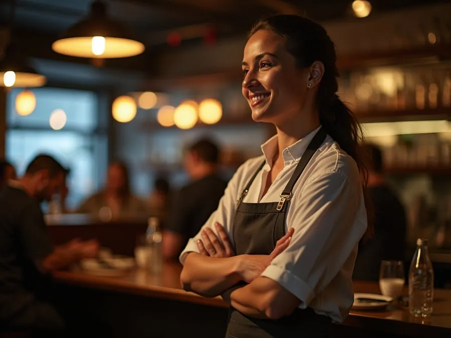 Restaurant team member in professional workplace moment demonstrating restaurant.