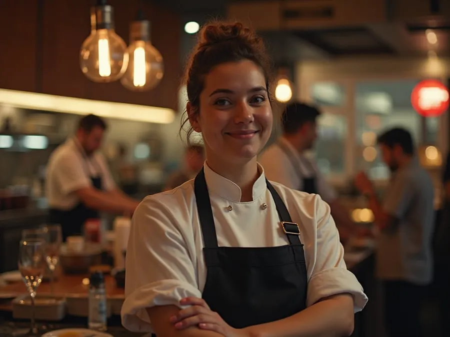 Restaurant team member in professional workplace moment demonstrating restaurant.