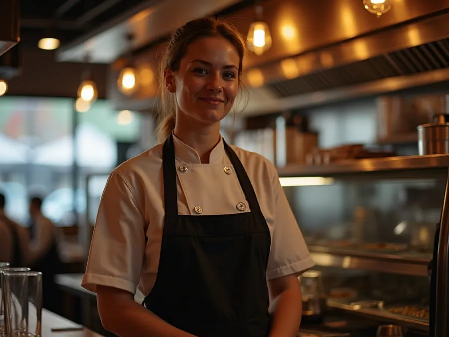 Restaurant team member in professional workplace moment demonstrating restaurant.