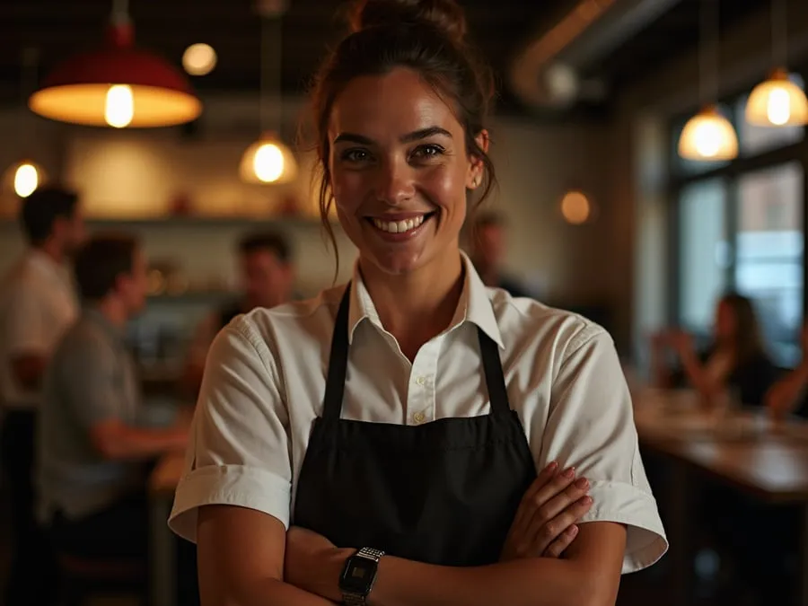 Restaurant team member in professional workplace moment demonstrating restaurant.