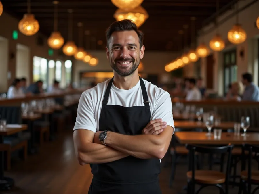 Restaurant team member in professional workplace moment demonstrating restaurant.