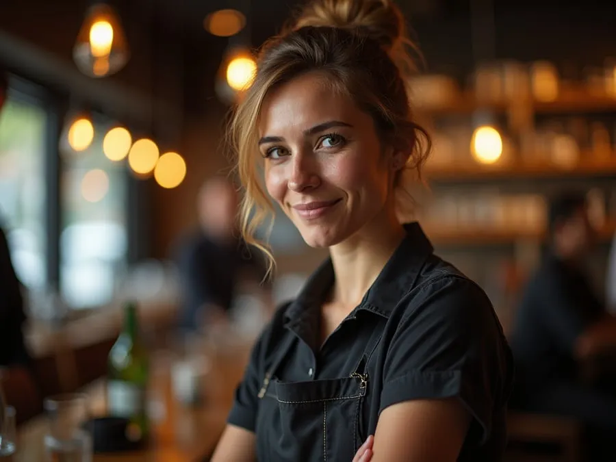 Restaurant team member in professional workplace moment demonstrating restaurant.