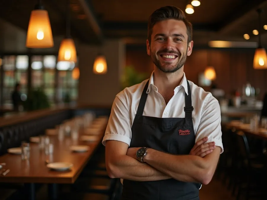 Restaurant team member in professional workplace moment demonstrating restaurant.