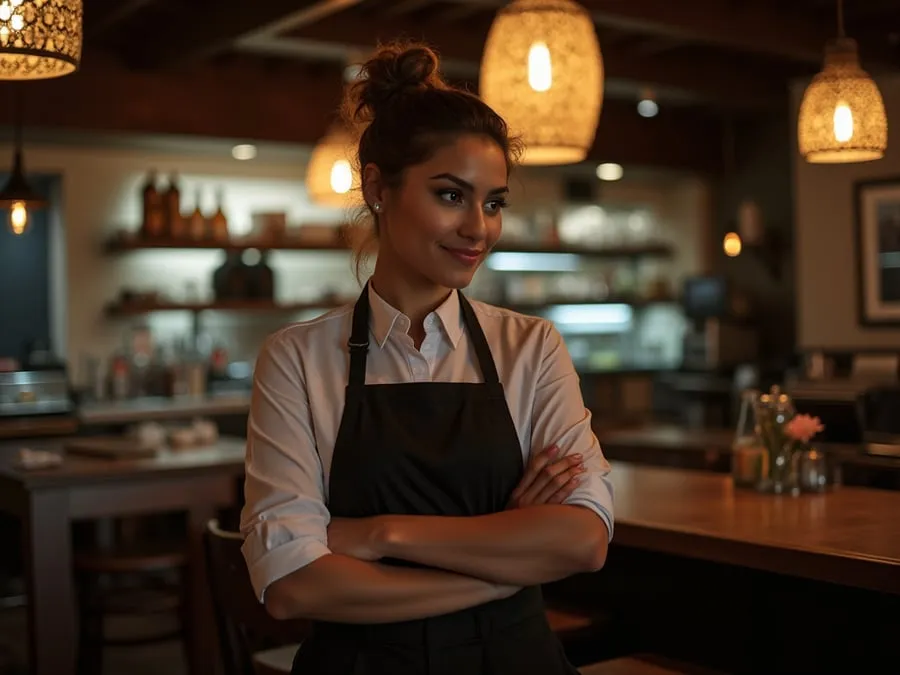 Restaurant team member in professional workplace moment demonstrating restaurant.