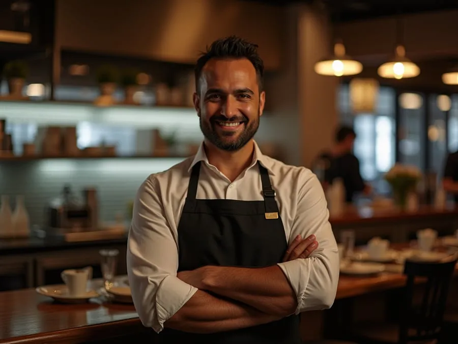 Restaurant team member in professional workplace moment demonstrating restaurant.