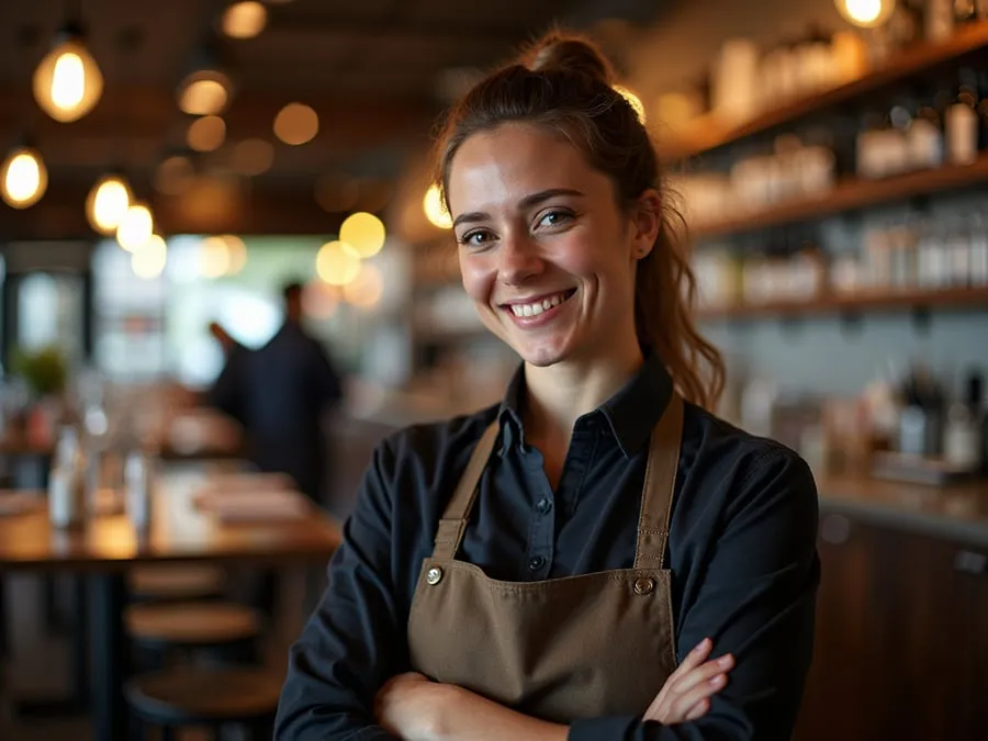 Restaurant team member in professional workplace moment demonstrating restaurant.