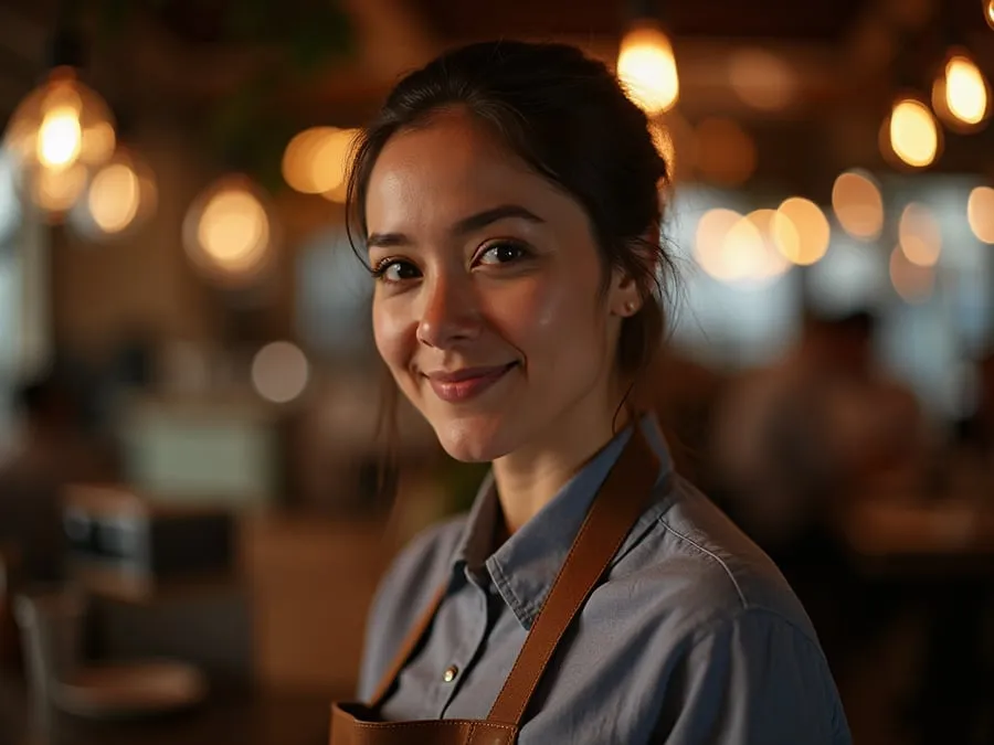 Restaurant team member in professional workplace moment demonstrating restaurant.