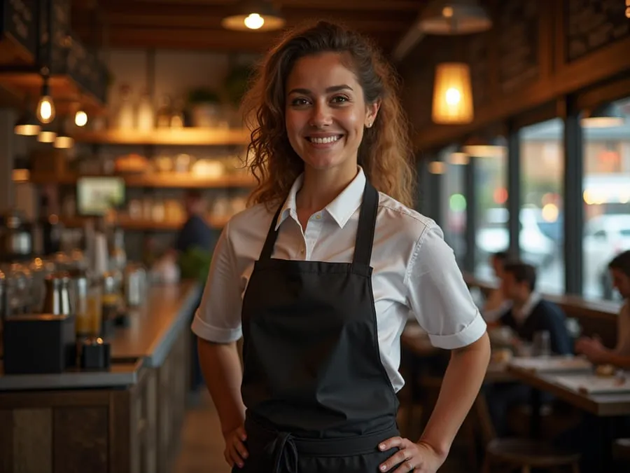 Restaurant team member in professional workplace moment demonstrating restaurant.