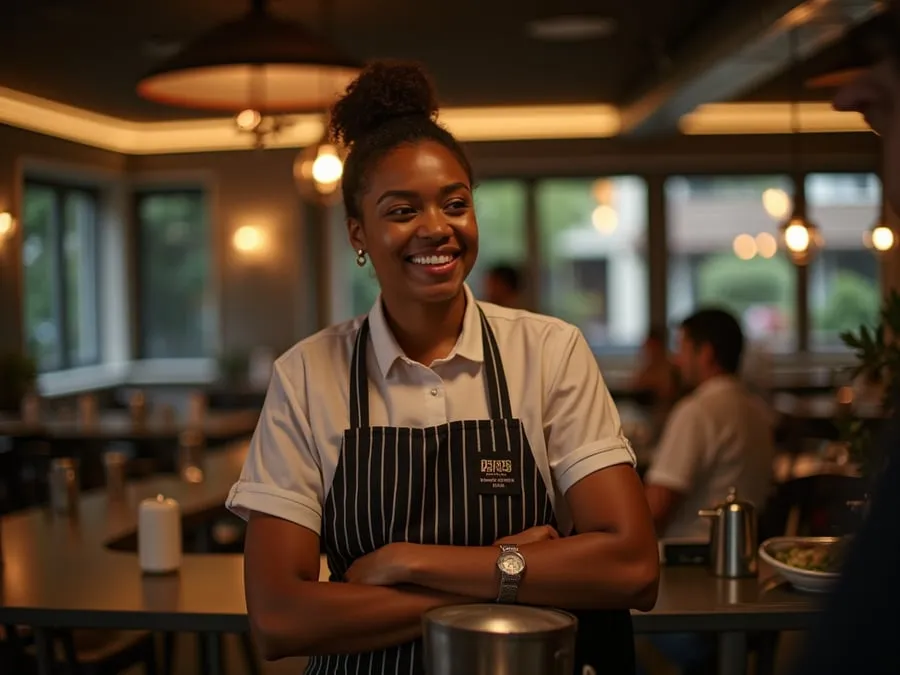 Restaurant team member in professional workplace moment demonstrating restaurant.