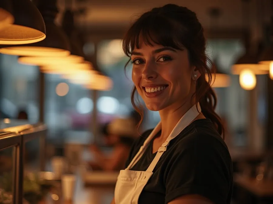 Restaurant team member in professional workplace moment demonstrating restaurant.