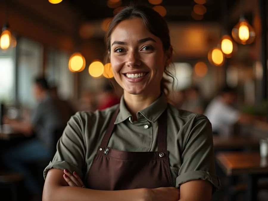 Restaurant team member in professional workplace moment demonstrating restaurant.
