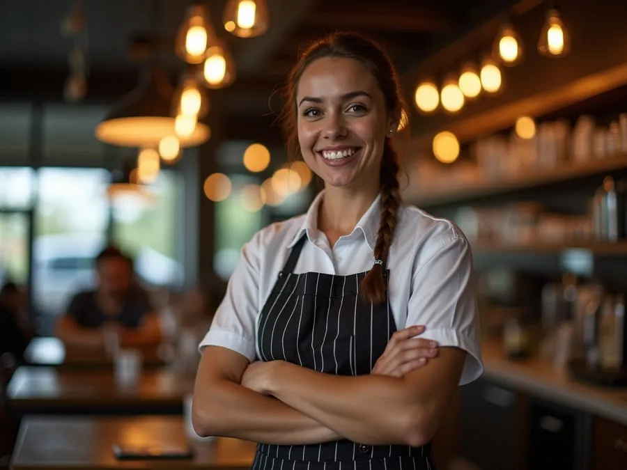 Restaurant team member in professional workplace moment demonstrating restaurant.