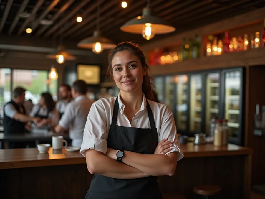 Restaurant team member in professional workplace moment demonstrating restaurant.