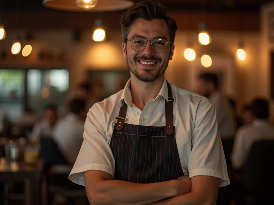 Restaurant team member in professional workplace moment demonstrating restaurant.