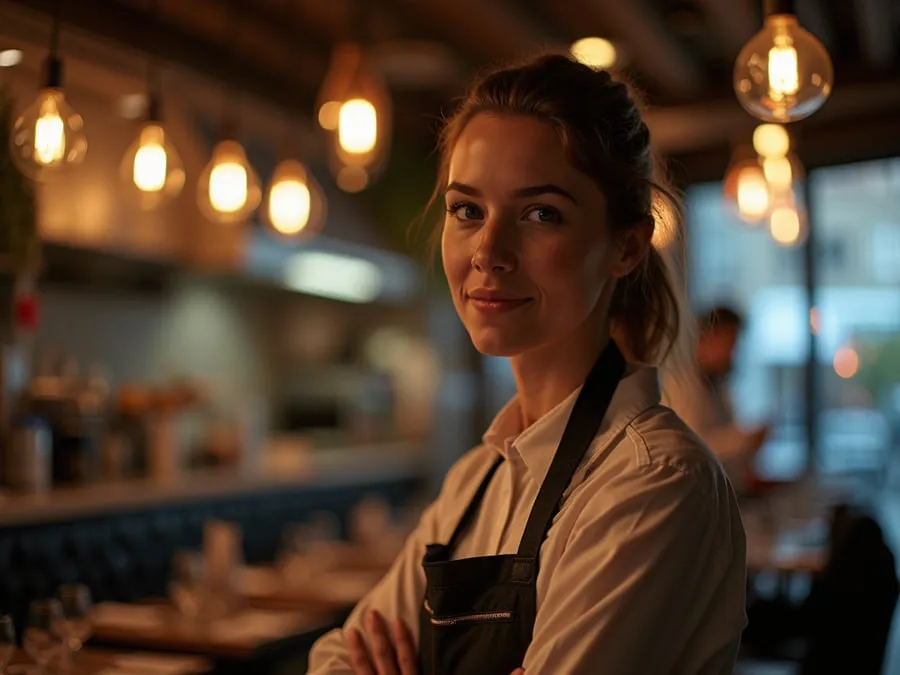 Restaurant team member in professional workplace moment demonstrating restaurant.