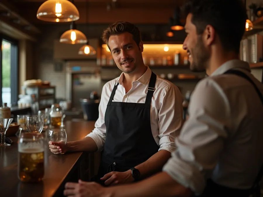 Restaurant team member in professional workplace moment demonstrating restaurant.