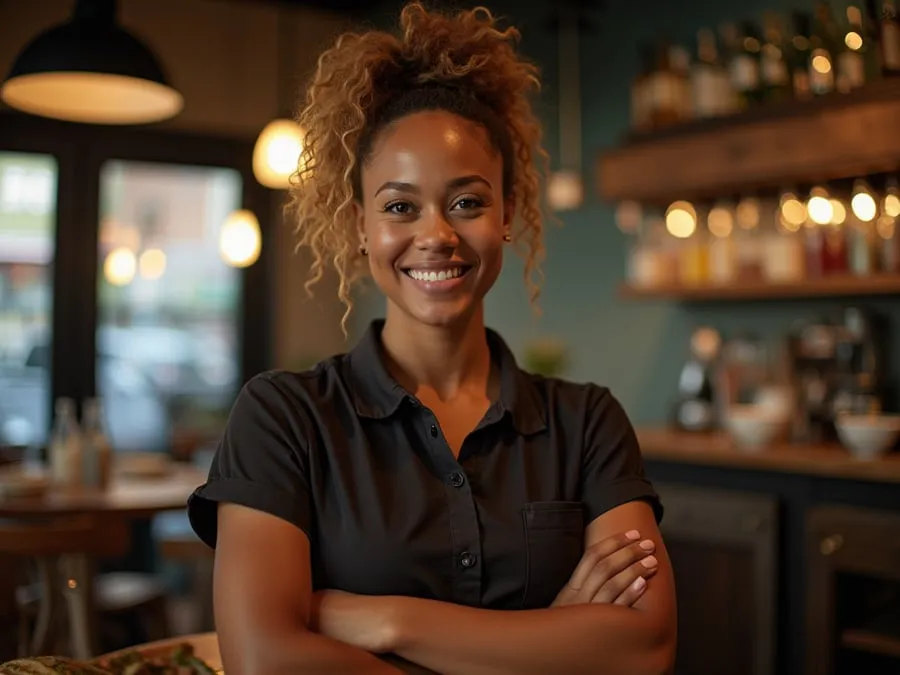 Restaurant team member in professional workplace moment demonstrating restaurant.