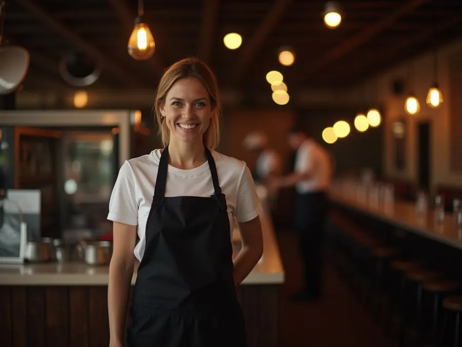 Restaurant team member in professional workplace moment demonstrating restaurant.