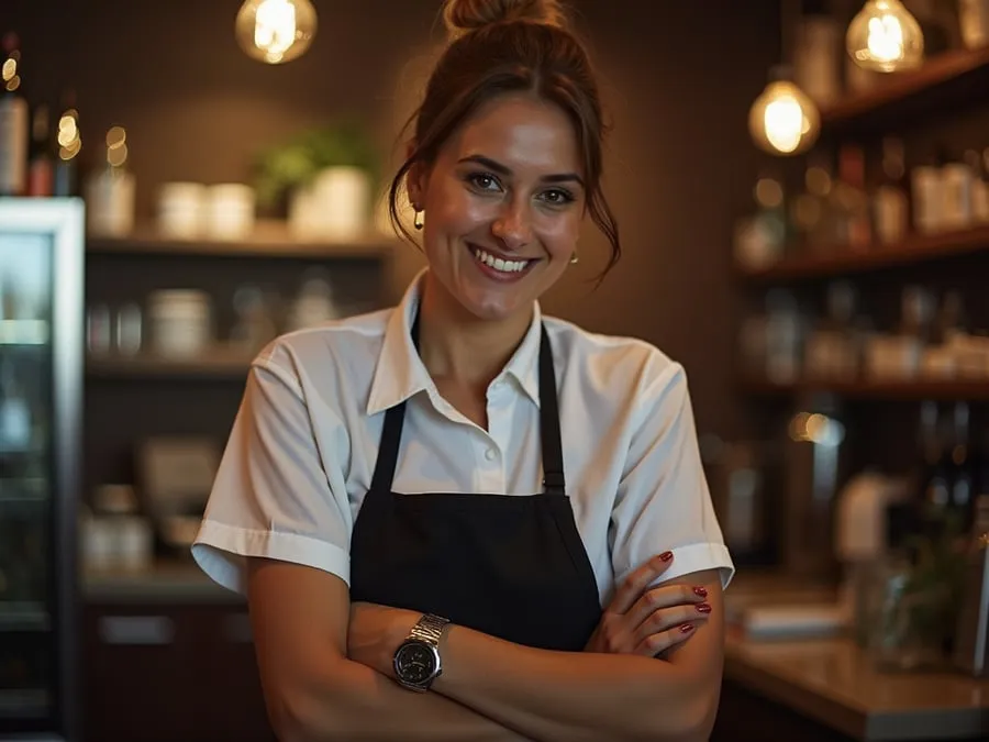 Restaurant team member in professional workplace moment demonstrating restaurant.