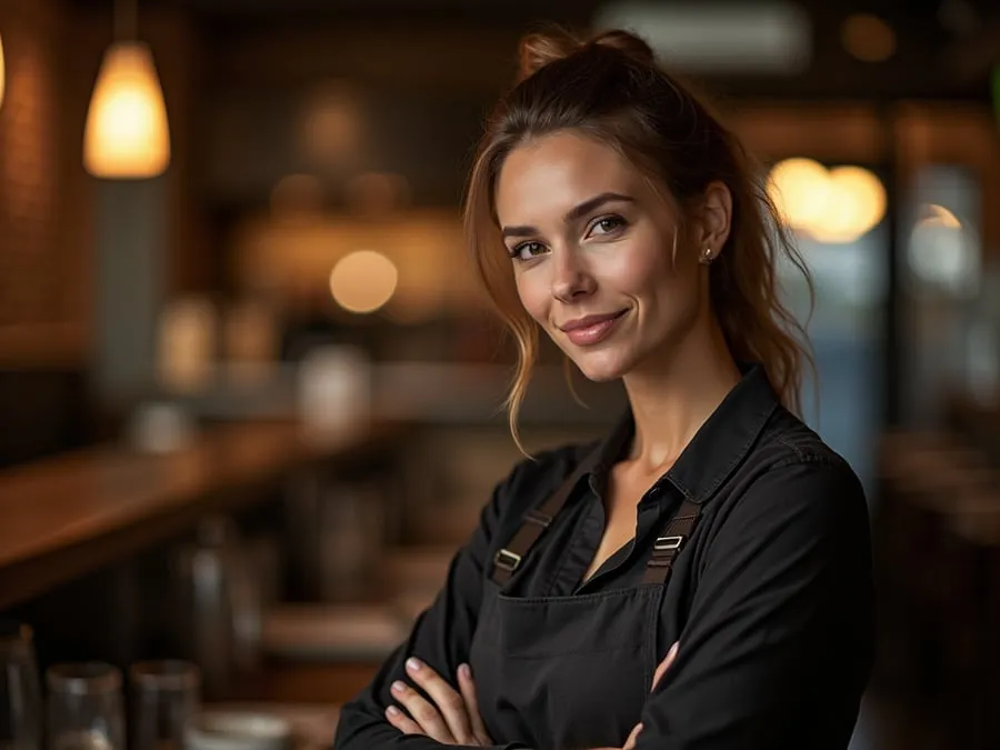 Restaurant team member in professional workplace moment demonstrating restaurant.