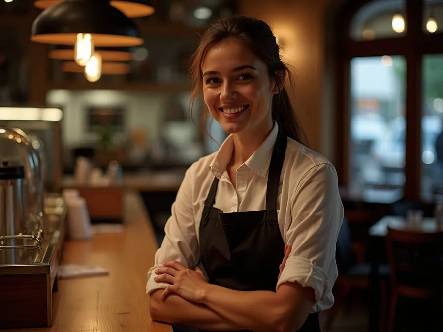 Restaurant team member in professional workplace moment demonstrating restaurant.
